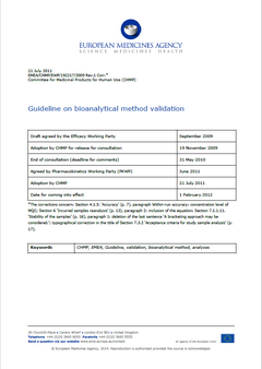 EMA guideline on bioanalytical method validation