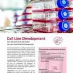 Flyer about cell line development services for GMP manufacturing and clinical development of biopharmaceuticals.