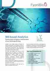 Flyer about FyoniBio's analytical capabilities based on mass spectrometry.