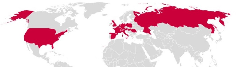 World map showing countries with GlycoExpress approval in Europa, America and Asia